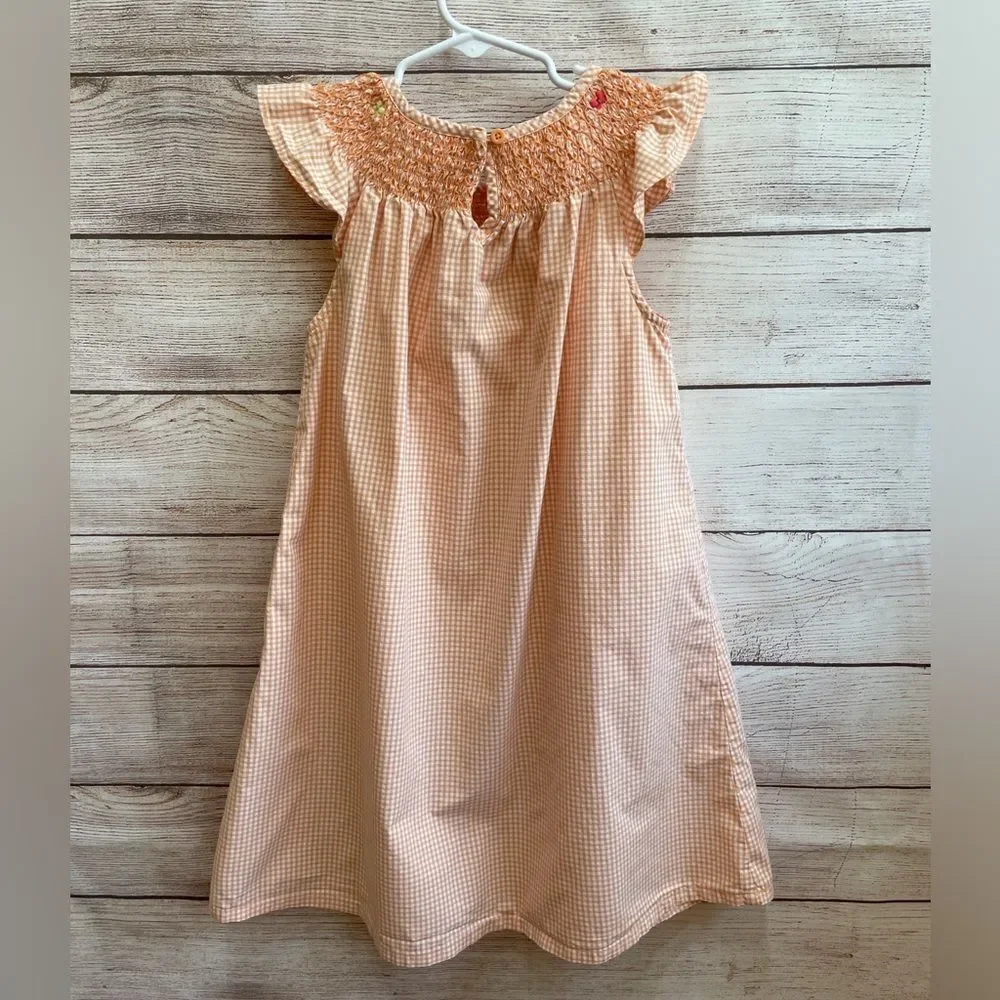 GYMBOREE SMOCKED GINGHAM DRESS WITH‎ EMBROIDERED BUTTERFLIES